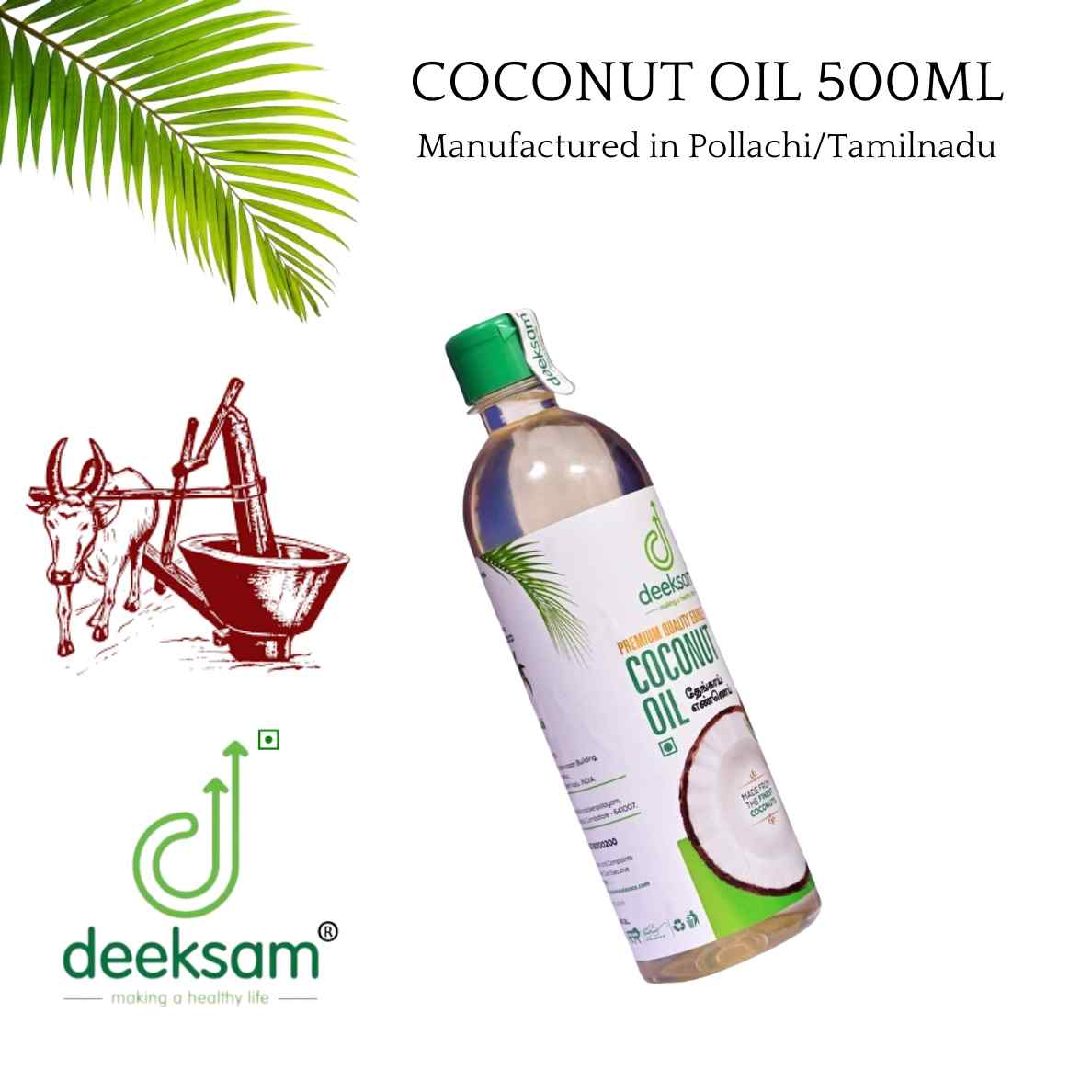 Deeksam Wood Pressed Coconut Oil 500ML