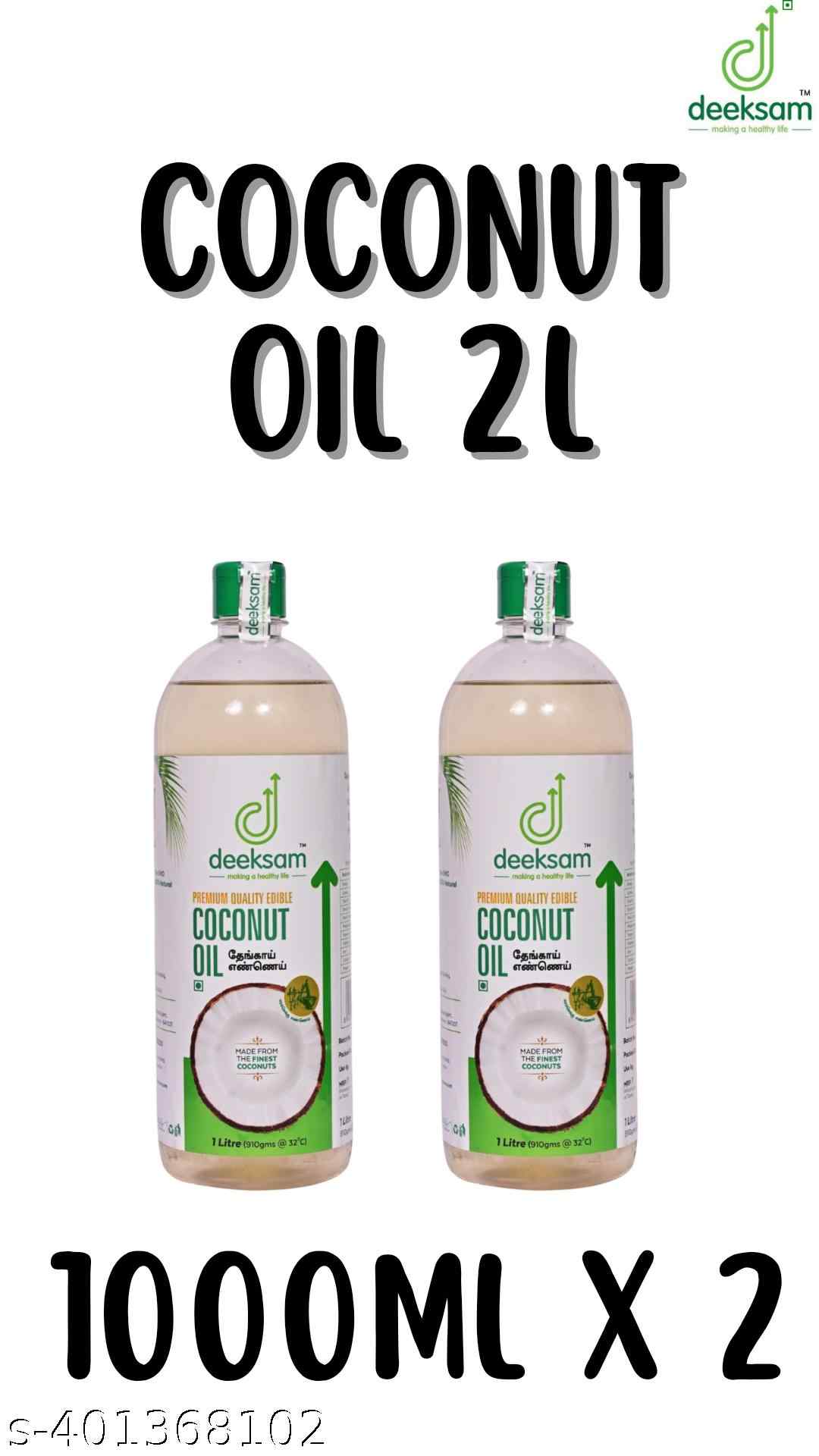 Deeksam Wood Pressed Coconut Oil 1L - Pack of 2