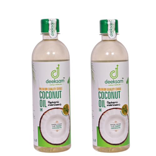 Deeksam Wood Pressed Coconut Oil 500ML - Pack of 2